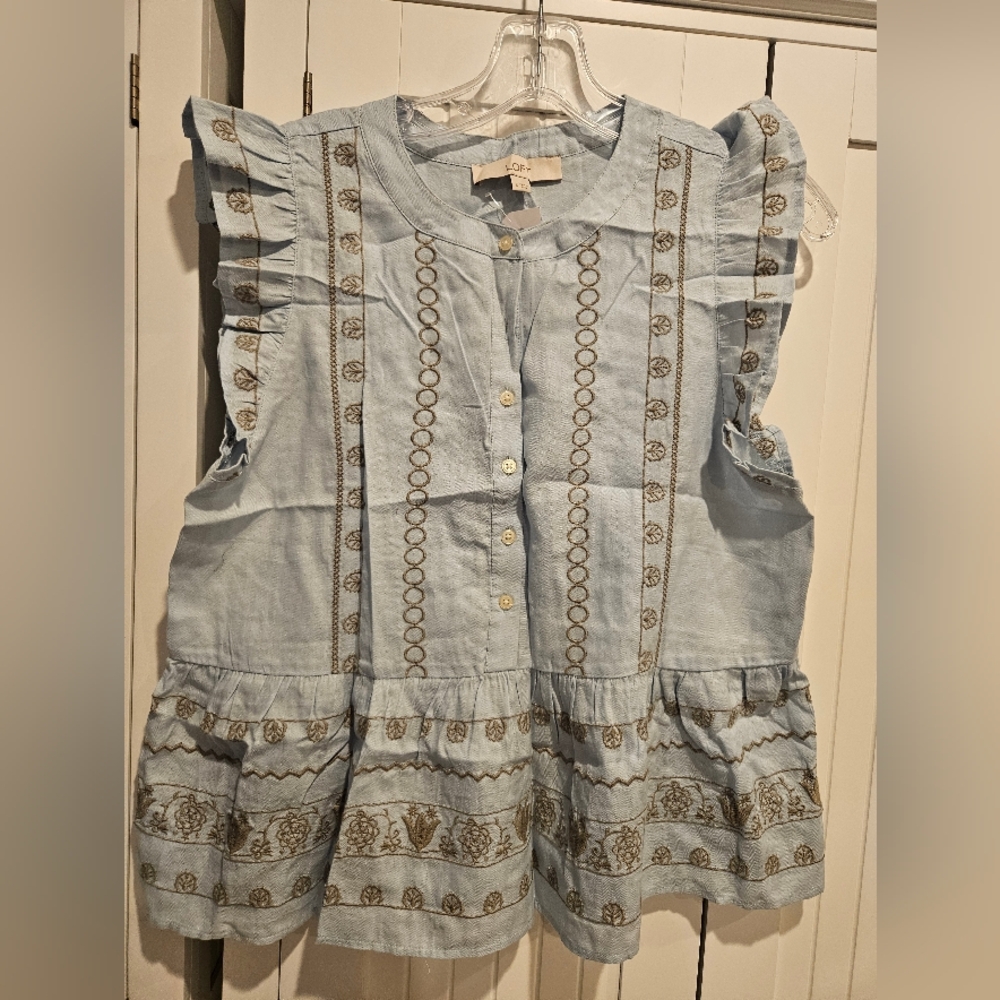 LOFT Light Blue and Tan Kids Dress